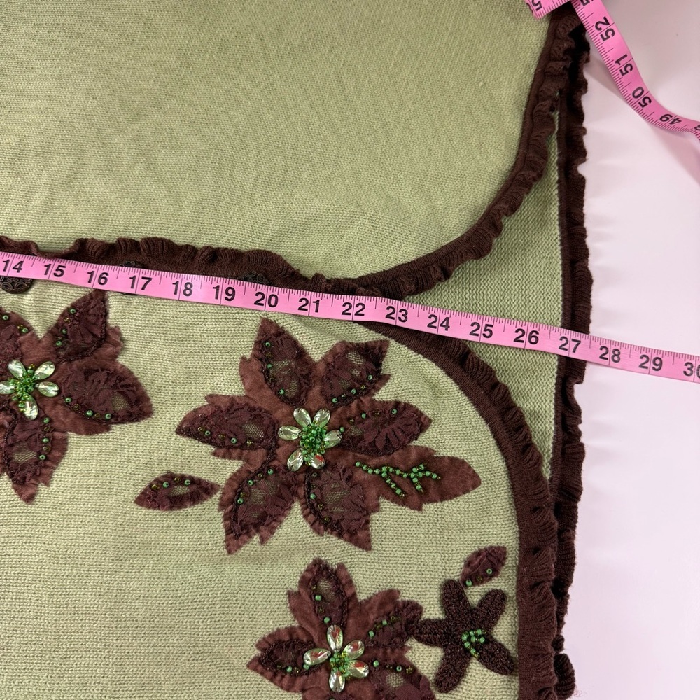 Storybook Knits Sweater Womens Large Green Floral Autumn Serenity Cardigan - Picture 11 of 11